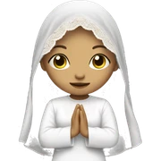 Light skin girl praying with eyes closed and lace white veil  sticker