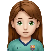 Una niña de 11 años castaña ondulada blanca de ojos verdes pestañas largas  con el uniforme de messi   sticker