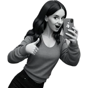 girl taking monochrome selfie sticker