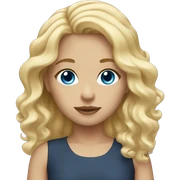  girl with blue eyes and wavy blonde hair  sticker