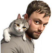 boy with cat on shoulder sticker