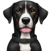 perro negro con linea blanca en el cuello con collar rosado sticker