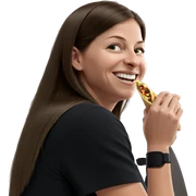 smiling girl enjoying her meal sticker