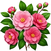 big bouquet Camellia flower, stem, leaf, more flower sticker
