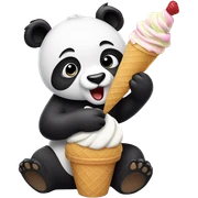 Panda eating ice cream sticker