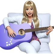 girl with guitar on couch sticker