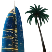 Dubai Tower at Night and Palms sticker