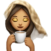 girl inside a blanket sipping coffee eyes closed sticker