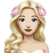 White bride with long light blonde hair and blue eyes with light pink peonies in hair white skin  sticker