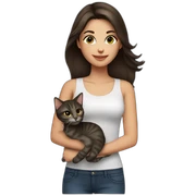 Brunette with cat sticker