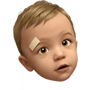 child with bandaid gazing sticker