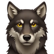 Dark brown wolf with yellow eyes sticker