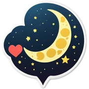 Moon and heart sticker