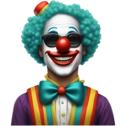 clown, clown makeup, black sunglasses, clown costume,  sticker