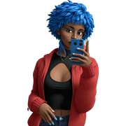 blue-haired girl taking selfie sticker