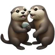 Otters holding a rock sticker