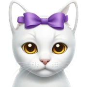 White cat with a bow sticker