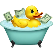 Bath duck with money sticker