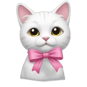 White cat with a pink bow sticker