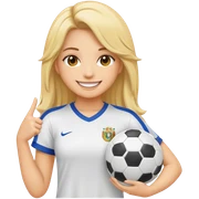 chica blanca con cabello rubio largo y una playera de fútbol  sticker