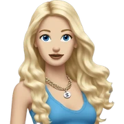 Long Blonde hair Chanel white Girl blue eyes with Birkin bag and Chanel necklace sticker