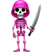 Pink skeleton with knife sticker