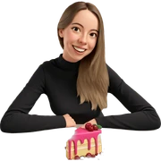 girl with cake and smile sticker