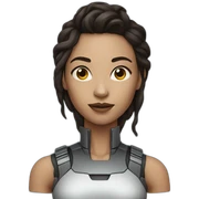 cyborg woman dark brown hair sticker