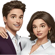 smiling couple with jewelry sticker