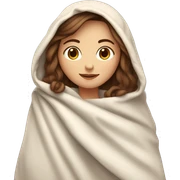 Brown hair white girl, with a blanket over shoulders  sticker