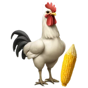 chicken eating corn sticker