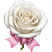 White rose with pink bow sticker