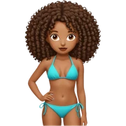 Emojis de uma menina negra de cabelo cacheado, usando biquíni  sticker