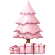 Light pink Christmas gifts under a white Christmas tree  sticker