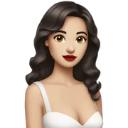 Dark hair brown eyes red lipstick white dress sticker