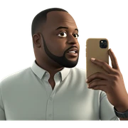 man taking selfie with phone sticker