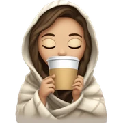 white girl inside a blanket sipping coffee eyes closed sticker