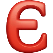 An E colored Red sticker