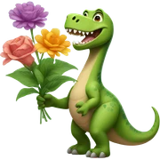 Dinosaur holding flowers  sticker