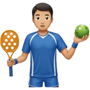 Asian man playing pickleball sticker