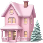 Pastel pink Christmas house  sticker
