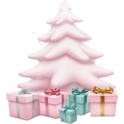 Light pink Christmas gifts under a white Christmas tree  sticker