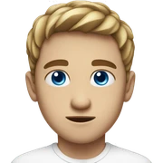 serious boy in white shirt with blue eyes sticker