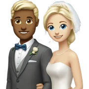 bride blue eyes and blonde hair, groom brown eyes sticker