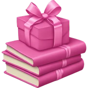 Pink Books stacked up and tied together by a pink bow sticker
