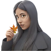 girl holding leaf in autumn sticker