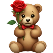 Teddy bear holding a red rose sticker