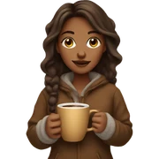 brown cozy girl with coffe sticker