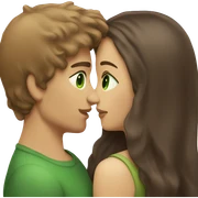 light brown hair guy with green eyes kissing girl with dark brown hair and brown eyes sticker