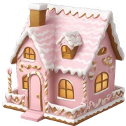 light pink and gold and white gingerbread house sticker